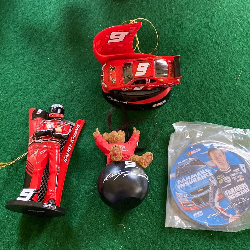 Various NASCAR Kasey Kahne Christmas ornaments